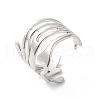 Non-Tarnish 304 Stainless Steel Twist Wave Open Cuff Ring for Women RJEW-K245-30P-3