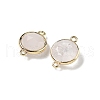 Brass Pave Natural Quartz Crystal Faceted Flat Round Connector Charms G-U028-04G-05-2