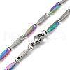 201 Stainless Steel Bar Link Chain Necklaces for Men Women NJEW-G112-07B-MCP-3
