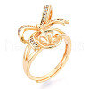 Bowknot Brass Micro Pave Clear Cubic Zirconia Adjustable Ring Settings KK-T076-27G-1