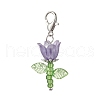 Flower Acrylic & Plastic Imitation Pearl Beads & Japanese Seed Beads Pendant Decorations HJEW-JM03232-01-4