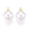 Brass & ABS Plastic Imitation Pearl Pendants KK-N261-12mm-121G-1