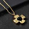 Cross with Heart 304 Stainless Steel Cubic Zirconia Pendant Necklaces NJEW-H070-01G-02-2