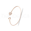 Double Heart Alloy Rhinestone Cuff Bangles for Women WGD430F-03-2