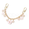 2Pcs 2 Styles Alloy Pink Enamel Flower Bowknot Pendant Cable Chain Purse Decorative Chains AJEW-BA00148-5