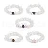 Natural Quartz Crystal Chips & Mixed Gemstone Stretch Bracelet for Women BJEW-JB09230-1