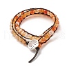 Natural Carnelian Round Beads 2 Raw Wrap Bracelet BJEW-JB07169-03-1