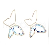 Butterfly Glass Beads Dangle Earrings for Girl Women EJEW-JE04657-01-1