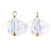 Electroplate Glass Flower Charms STAS-N110-15G-1