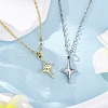 2Pcs 2 Colors Star Alloy Pendant Necklaces NJEW-JN05214-1