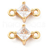 Brass Clear Cubic Zirconia Connector Charms KK-G516-09G-1