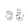 Brass Micro Pave Clear Cubic Zirconia Charms ZIRC-I036-02P-1