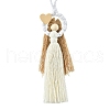 3Pcs 3 Colors Handmade Macrame Cotton Angel Hanging Ornaments HJEW-JM02711-3