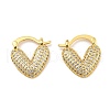 Rack Plating Brass Micro Pave Cubic Zirconia Heart Hoop Earrings for Women EJEW-F326-10G-1