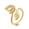 Ocean Theme Brass Micro Pave Cubic Zirconia Cuff Rings for Women RJEW-F184-17G-G-2