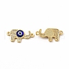 Rack Plating Real 18K Gold Plated Brass Micro Pave Clear Cubic Zirconia Connector Charms ZIRC-L102-05G-03-2