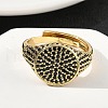 Brass Micro Pave Cubic Zirconia Cuff Rings for Women RJEW-A069-13G-4