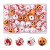 40Pcs 4 Colors Halloween Theme Printed Natural Wooden Beads WOOD-FS0001-03-1