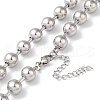 Non-Tarnish 304 Stainless Steel Round Beads Necklace for Women NJEW-B107-01A-P-2