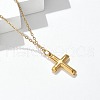 304 Stainless Steel Cross Pendant Cable Chain Necklaces NJEW-S442-04G-3
