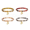 Natural Agate & Synthetic Hematite Stretch Bracelet with Alloy Yoga Charm BJEW-JB08649-1