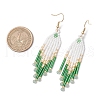 304 Stainless Steel Seed Bead Glass Tassel Dangle Earrings EJEW-MZ00432-04-3
