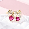 Brass Micro Pave Cubic Zirconia Cuff Rings for Women RJEW-A062-01G-5