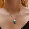 Brass Pave Synthetic Turquoise Pendant Necklaces for Women FS-WG5BA91-13-1