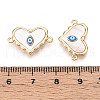 Brass Pave Natural Shell Heart Connector Charms KK-N258-08G-3