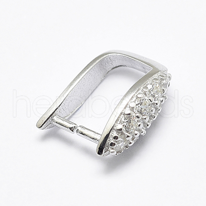 Anti-Tarnish Rhodium Plated 925 Sterling Silver Micro Pave Cubic Zirconia Pendant Bails STER-P034-21P-1