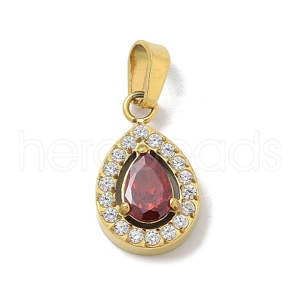 Ion Plating(IP) 304 Stainless Steel Micro Pave Cubic Zirconia Pendants STAS-Z107-05G-03-1