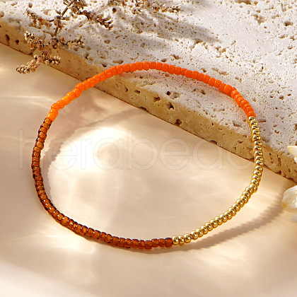 Colorful Glass Seed Round Beaded Stretch Bracelets for Women JM5364-5-1