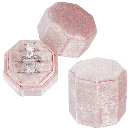 3-Slot Octagon Velvet Rings Box CON-WH0099-13B-1