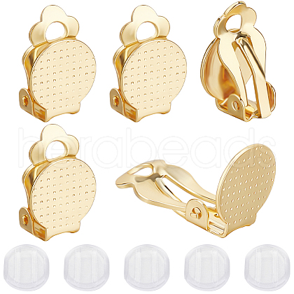 Beebeecraft 40Pcs 2 Styles Brass Rack Plating Clip-on Earrings Findings FIND-BBC0015-83-1