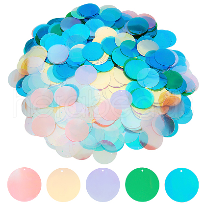 Olycraft 600Pcs 5 Colors Iridescent PVC Paillette/Sequins Pendants KY-OC0001-33B-1