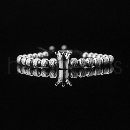 304 Stainless Steel Braided Beads Bracelets WG0F93D-25-1