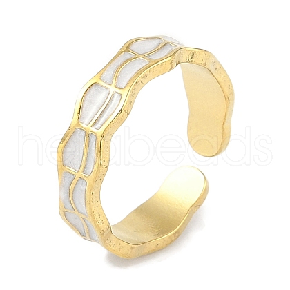 Ion Plating(IP) 304 Stainless Steel Enamel Cuff Finger Rings RJEW-L107-087G-01-1