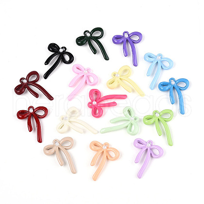 Rack Plating Spray Painted  Alloy and ABS Imitation Pearl Pendants PALLOY-T090-44-1