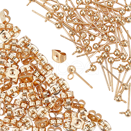 DICOSMETIC 100Pcs 304 Stainless Steel Ball Stud Earring Post STAS-DC0011-28-1