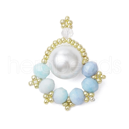 Glass Seed Beaded Paw Print Pendants PALLOY-MZ00572-02-1