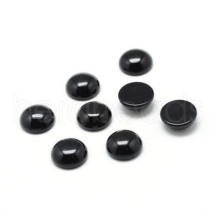 Dyed Natural Black Agate Gemstone Cabochons G-T020-12mm-11-1