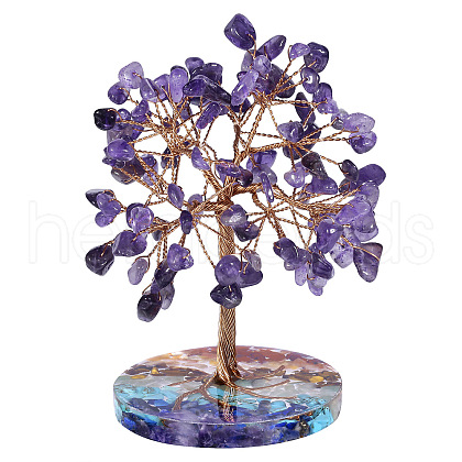 Natural Amethyst Chips Tree of Life Decorations PW-WG52040-07-1