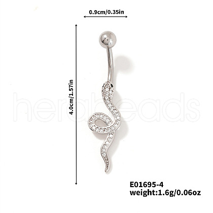 Shiny Brass Crystal Rhinestone Belly Button Rings CZ7821-4-1