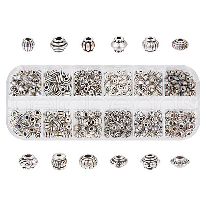 HOBBIESAY 379Pcs 12 Styles Tibetan Style Alloy Spacer Beads Sets TIBEB-HY0001-09-1