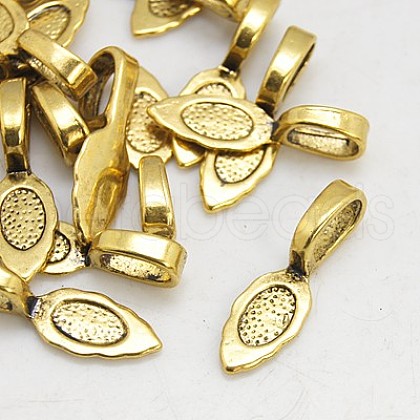Tibetan Style Alloy Glue-on Flat Pad Bails GLF10728Y-NF-1