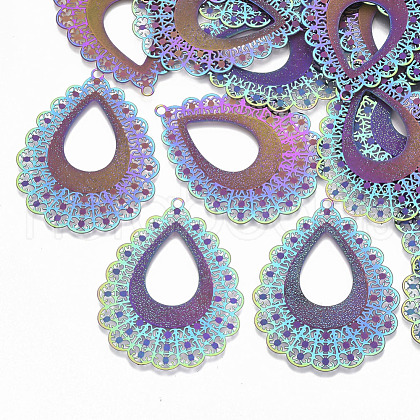 Ion Plating(IP) 304 Stainless Steel Filigree Pendants X-STAS-S108-68-1