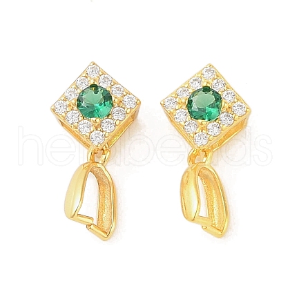 925 Sterling Silver Micro Pave Cubic Zirconia Peg Bails Pendants STER-B004-04G-02-1