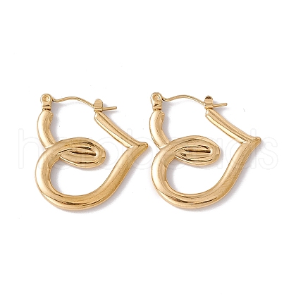 Ion Plating(IP) 304 Stainless Steel Heart Hoop Earrings for Women EJEW-E199-12G-1