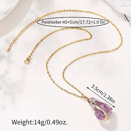 Electroplated Natural Amethyst Raw Rough Pendant Necklaces FS-WG6CEC7-03-1
