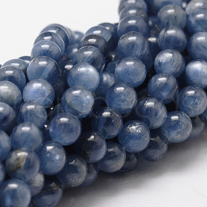 Natural Dyed & Heated Grade AA Kyanite/Cyanite/Disthene Round Bead Strands G-O143-07-4mm-1-1